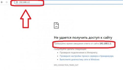 Ошибка входа по адресу 192.168.1.1